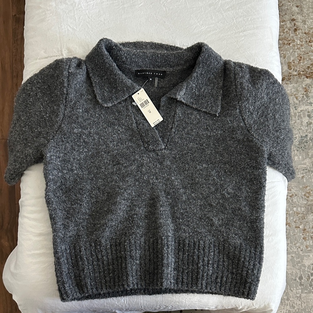 Endless Rose Charcoal V-Neck Sweater